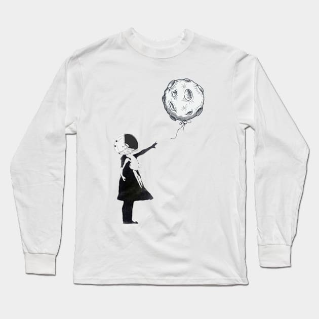 Astronaut Girl and Balloon Long Sleeve T-Shirt by daftvader97